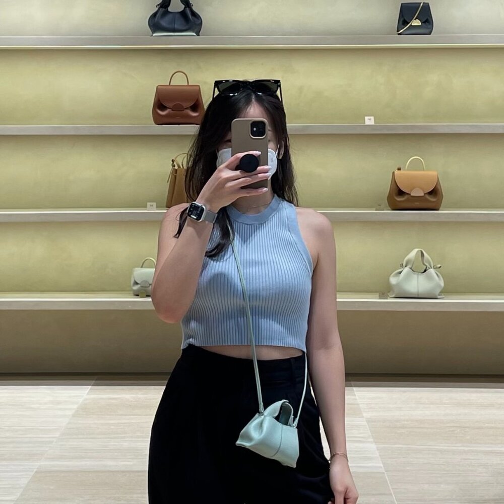 Lunya Cozy Cotton Silk Crop Tank (Size S, Chilled Blue)